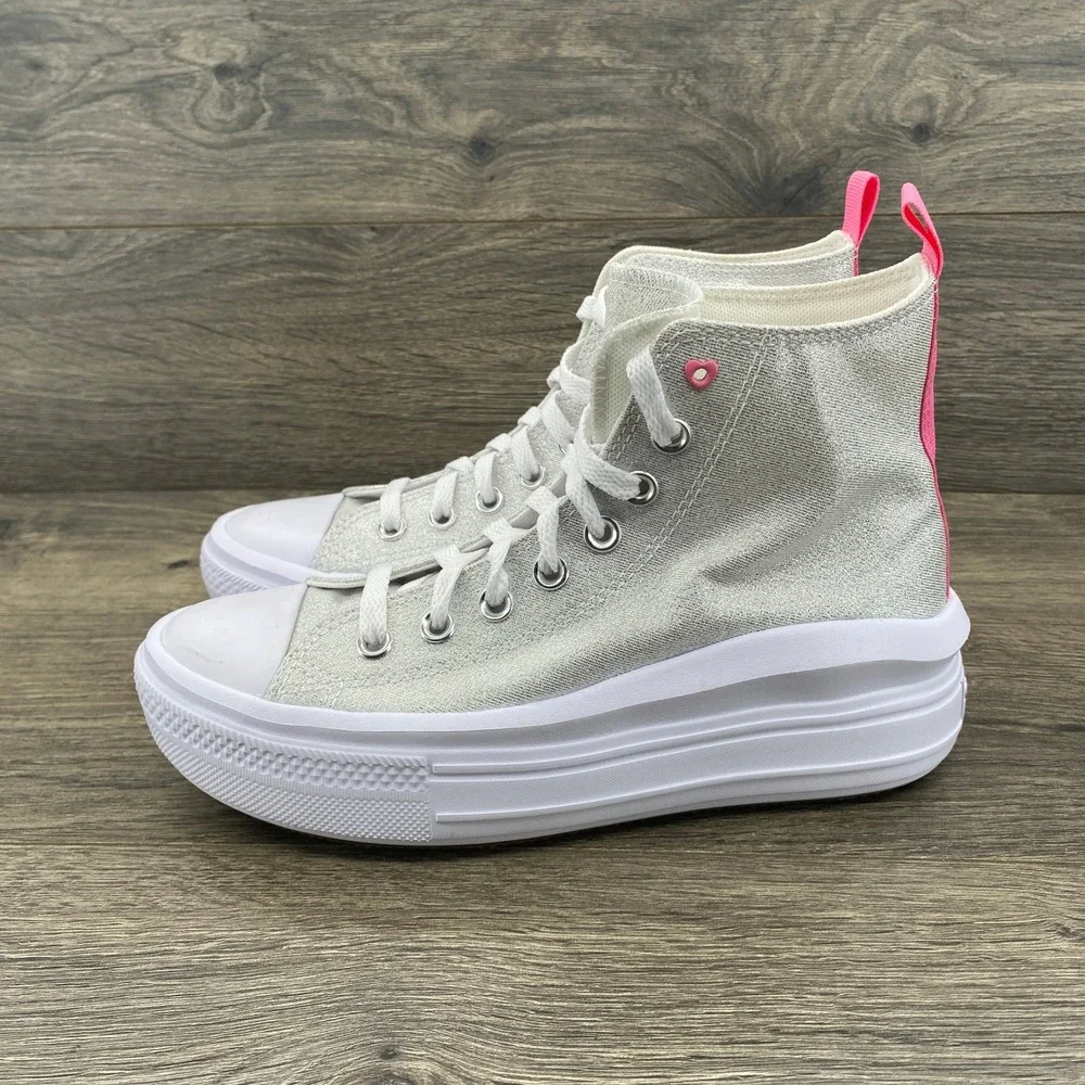Converse Chuck Taylor All Star Move Silver Pink Platform High Top A06332C Kids 5
